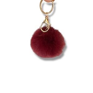 Plush Pom Pom Keychain - Burgundy